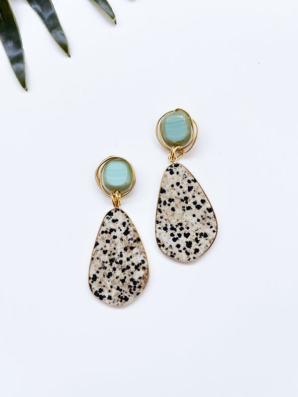 gala earrings - dalmatian jasper and Czech glass
