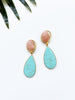 gala earrings - turquoise magnesite and peach aventurine
