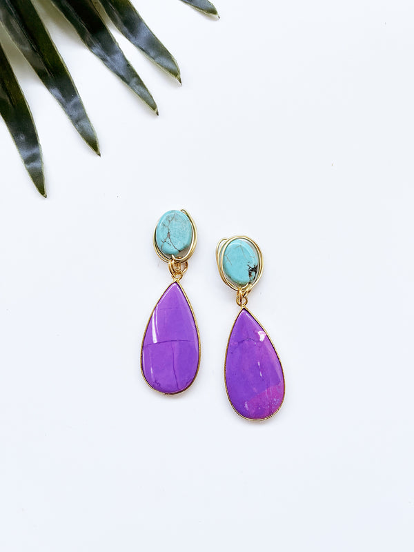 gala earrings - purple magnesite and turquoise howlite