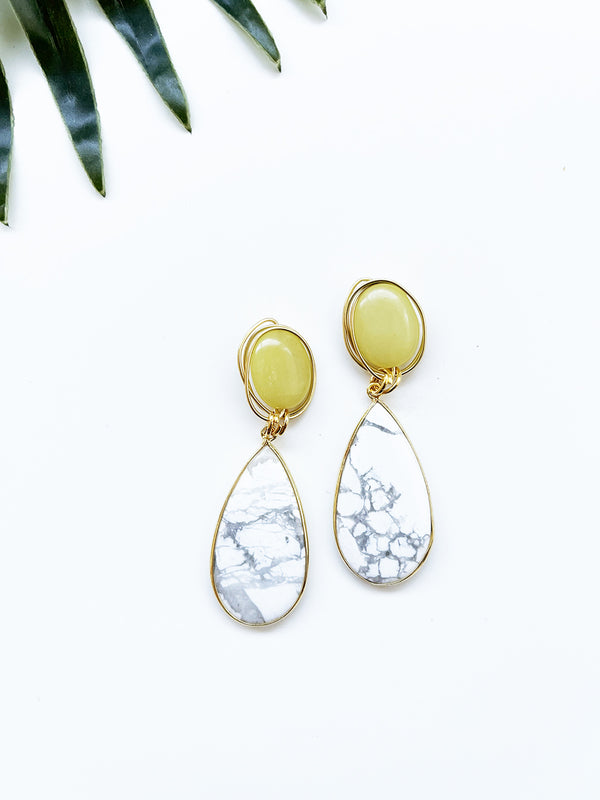 gala earrings - howlite and lemon jade