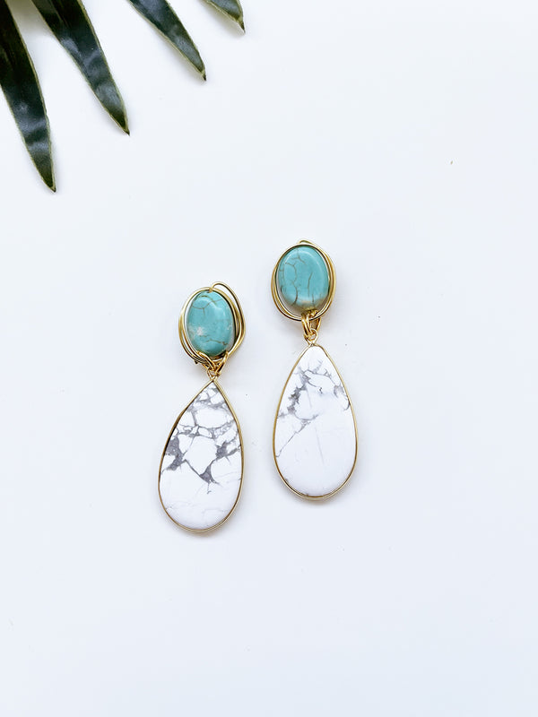 gala earrings - white and turquoise howlite