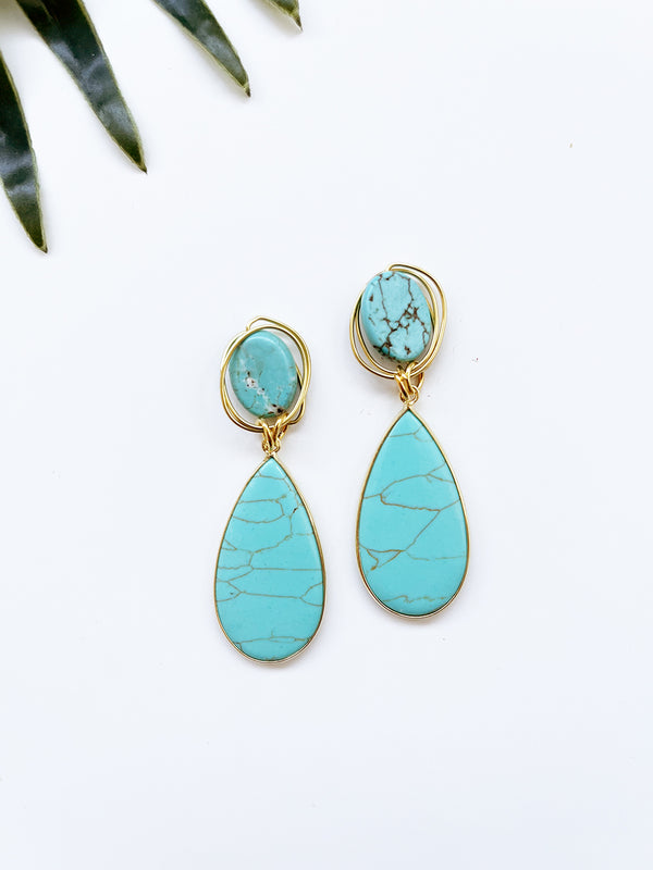 gala earrings - turquoise howlite and magnesite