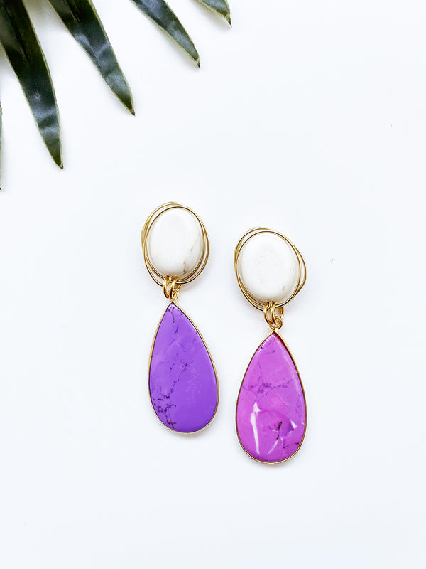 gala earrings - purple magnesite and howlite