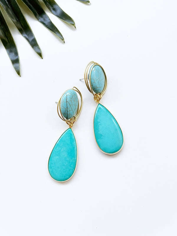 gala earrings - turquoise howlite and magnesite II