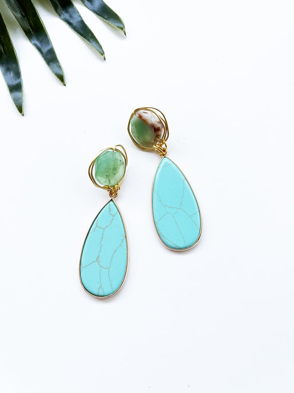 gala earrings - turquoise magnesite and chrysoprase