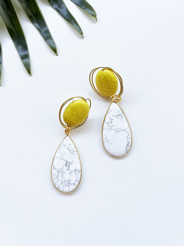 gala earrings - howlite and lemon jade