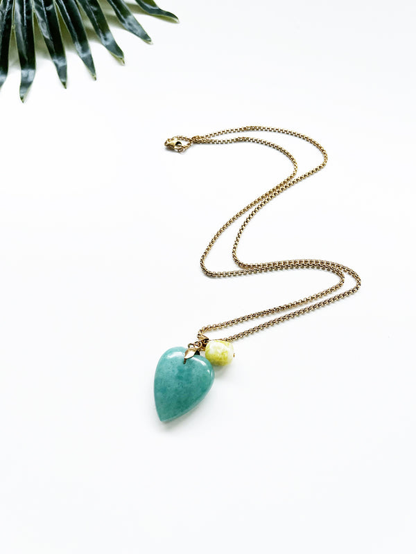 touchstone necklace - amazonite and lemon jade