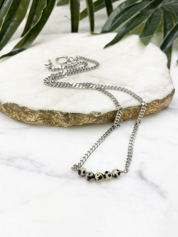 baby bauble necklace - dalmatian jasper