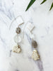 goddess earrings - white and gray mix