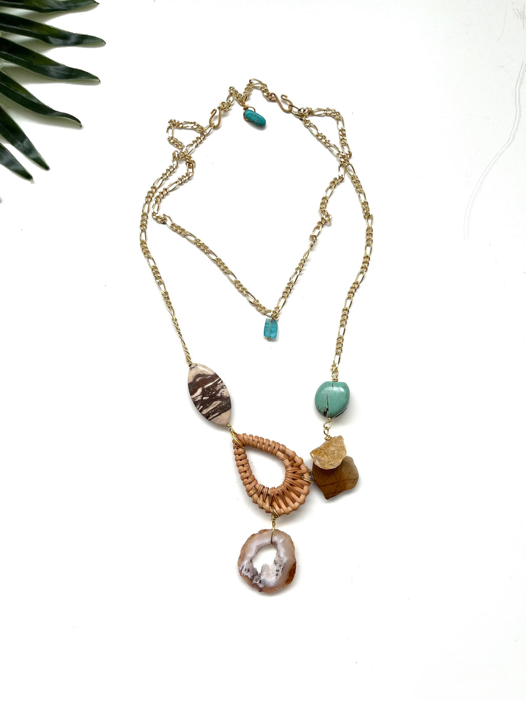 cabana necklace -  agate and brown zebra jasper