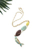 hooked necklace -  lemon jade and amazonite