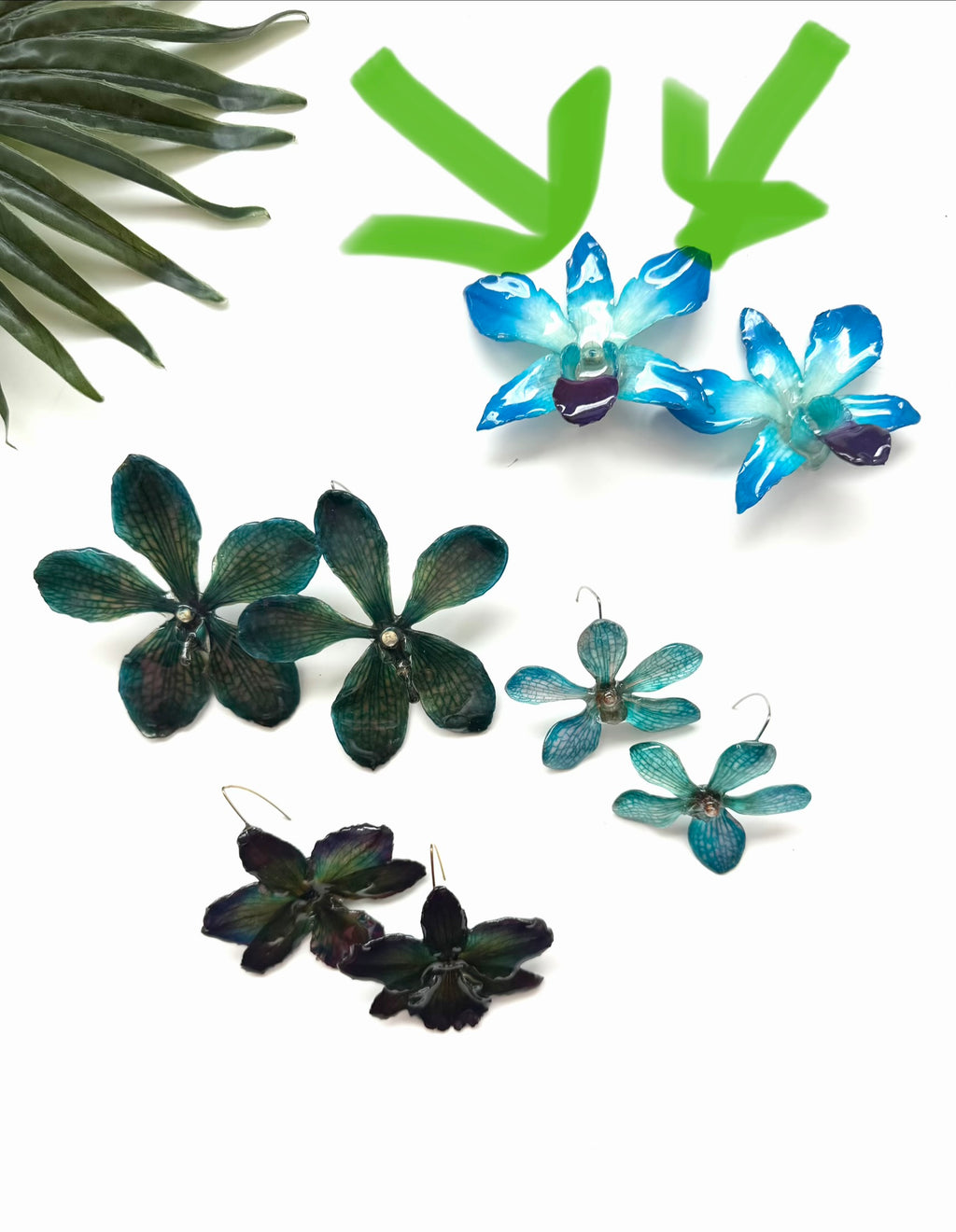 bloom earrings - blue dendrobium