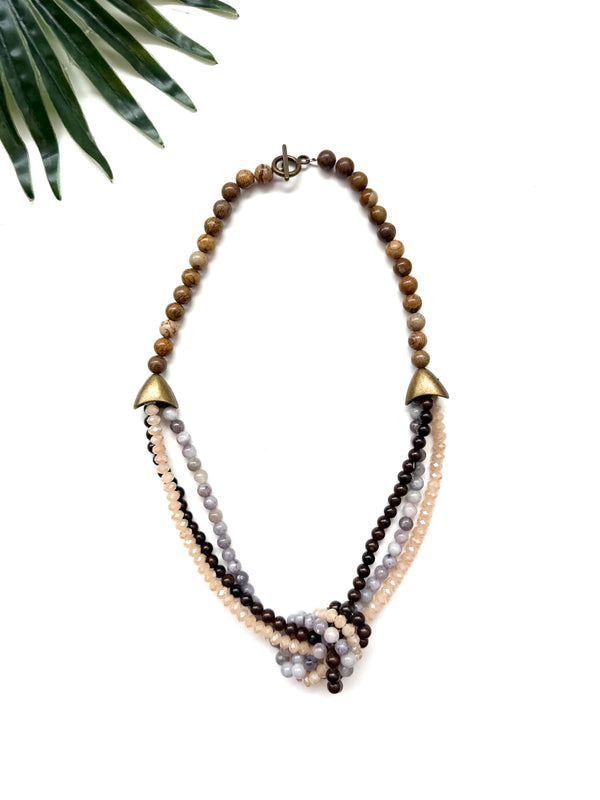 Uptown necklace - peach and dark wood