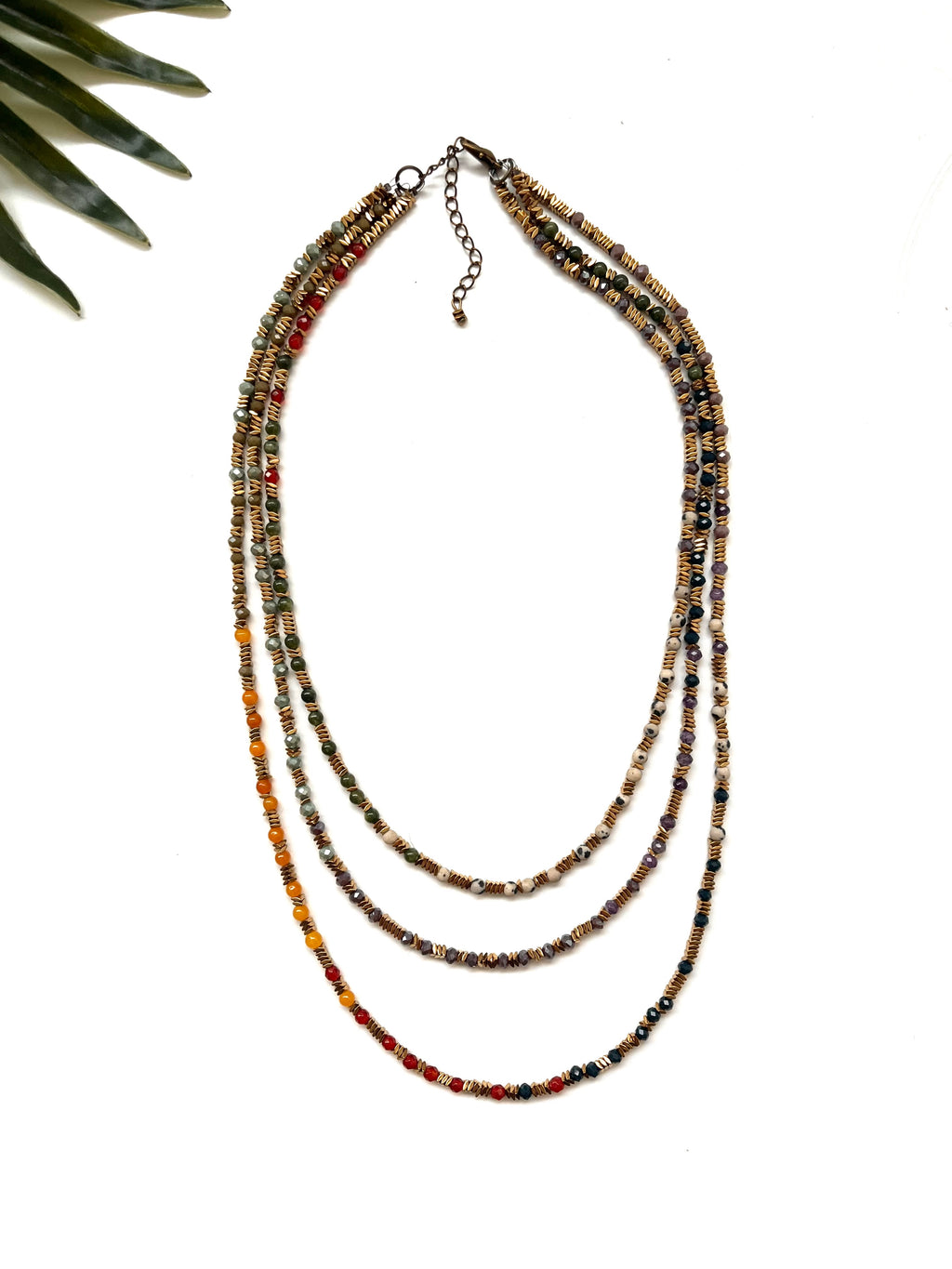 groove delicate tiered necklace -  jewel tone mix