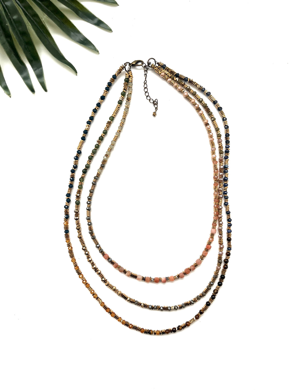 groove delicate tiered necklace -  peach and blue mix