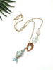 hooked necklace - rattan and white howlite