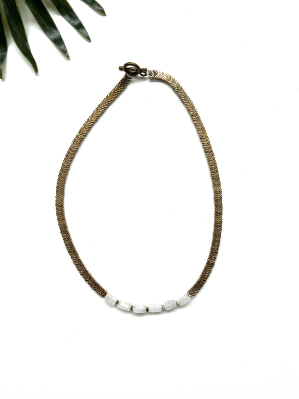 groove short necklace - moonstone
