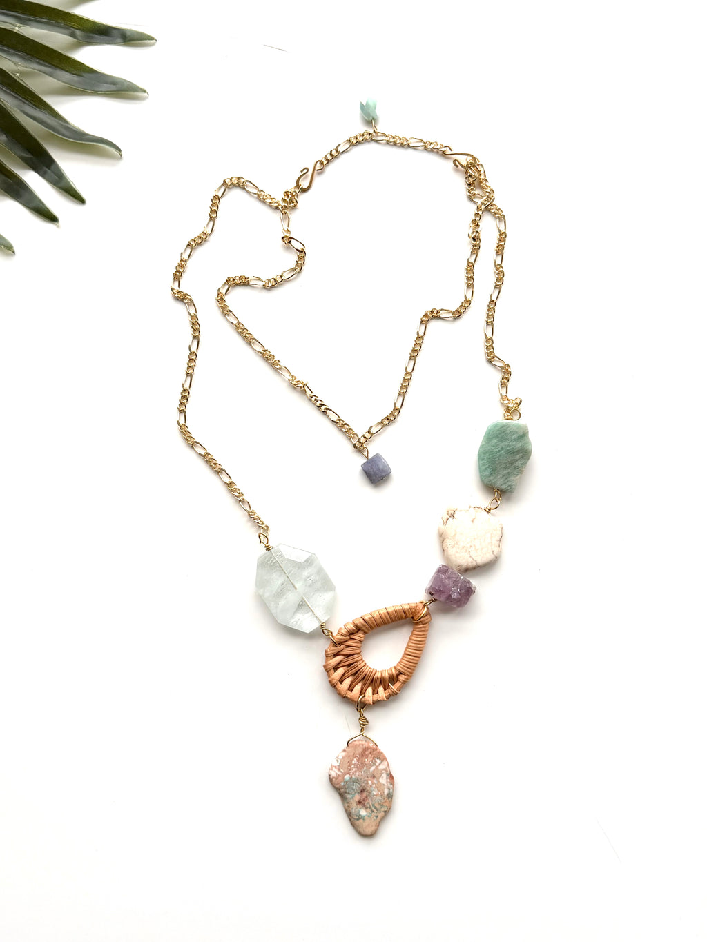 cabana necklace - amazonite and amethyst