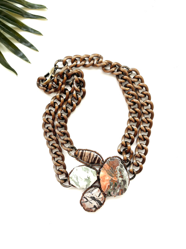 goddess choker - ocean jasper and brown zebra jasper