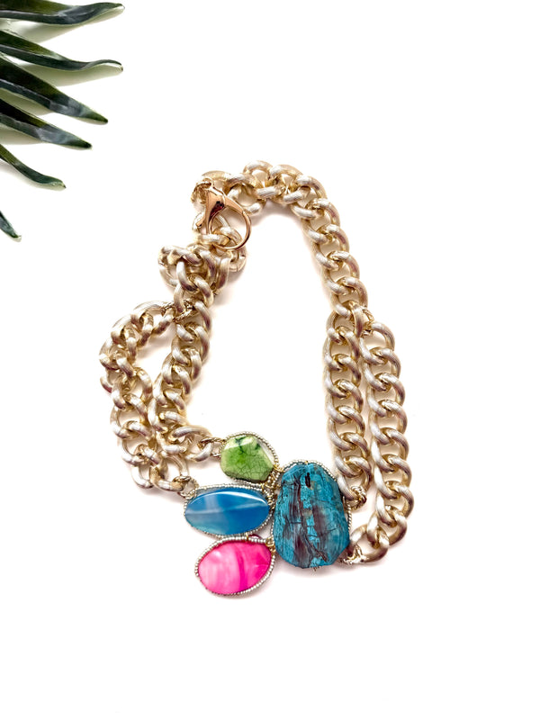 goddess choker - shell and ocean jasper