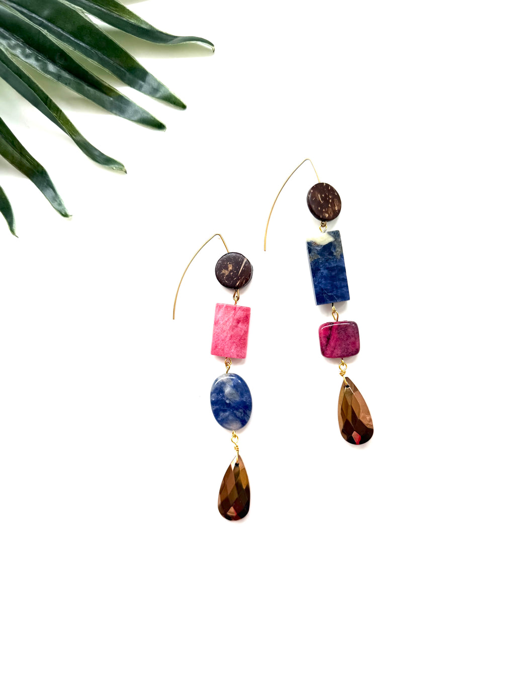 goddess earrings - pink and sodalite