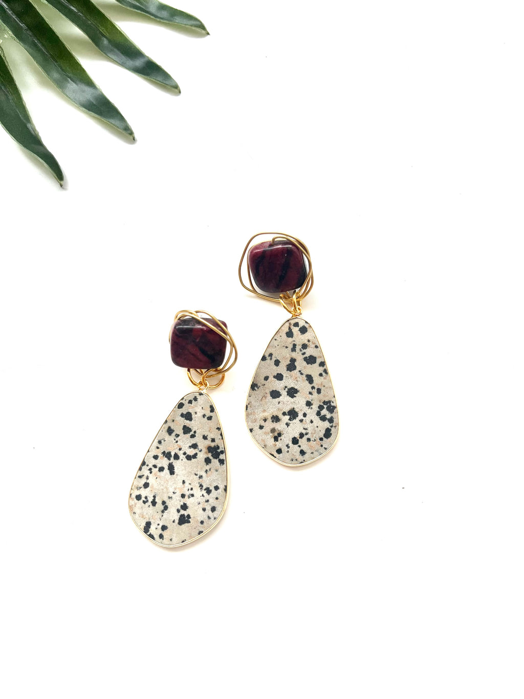 gala earrings - dalmation jasper