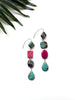 goddess earrings - pink and turquoise
