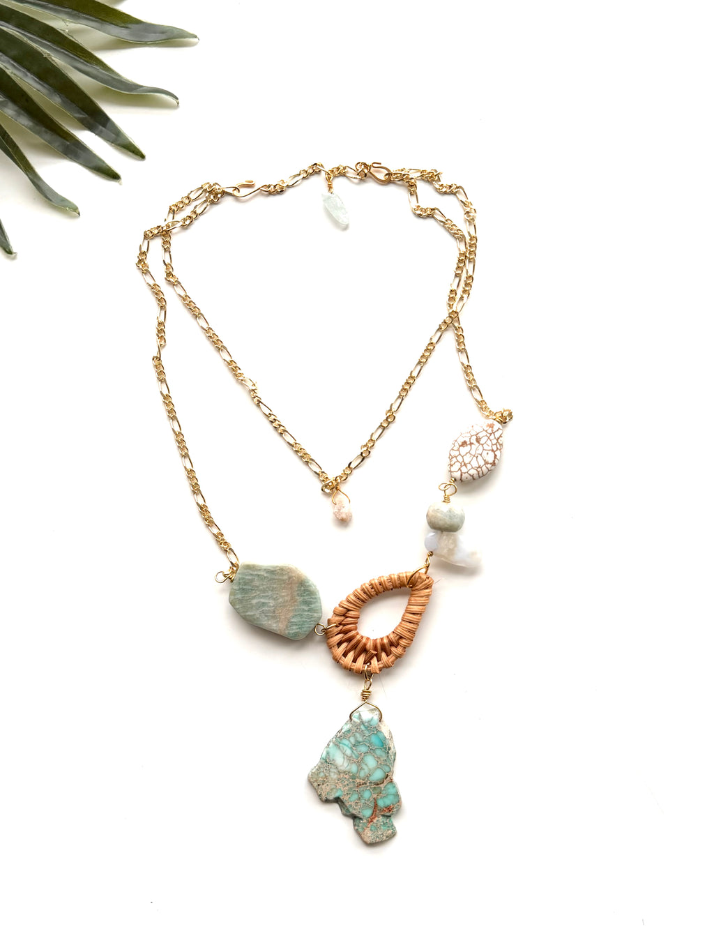 cabana necklace - amazonite and white