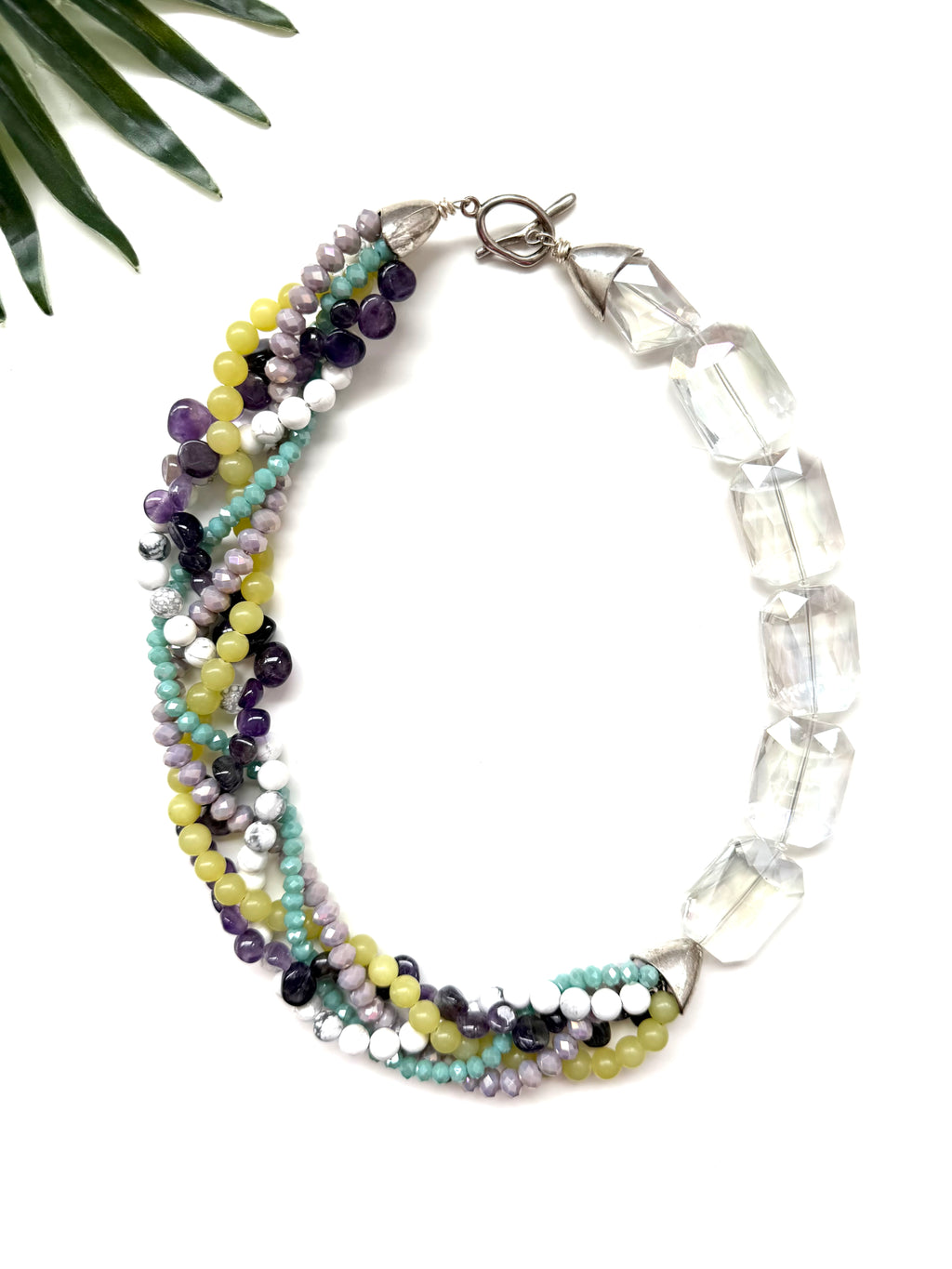 Mingle necklace - white and lemon jade