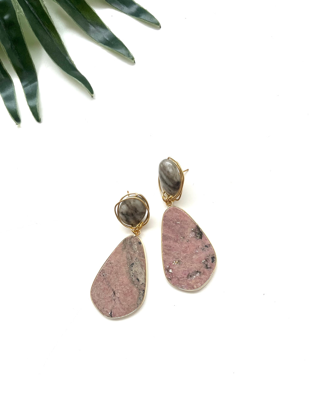 gala earrings - rhodonite and jasper