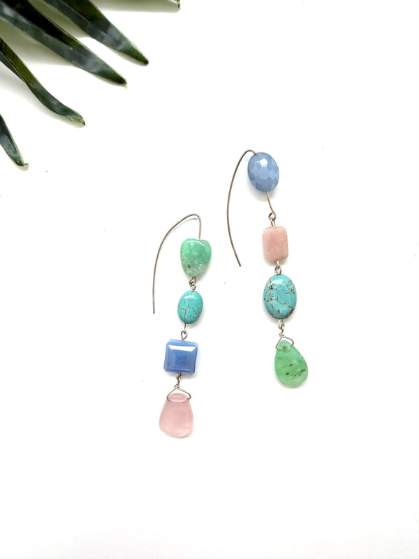 goddess earrings - periwinkle and turquoise