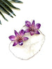 bloom earrings - blue purple dendrobium