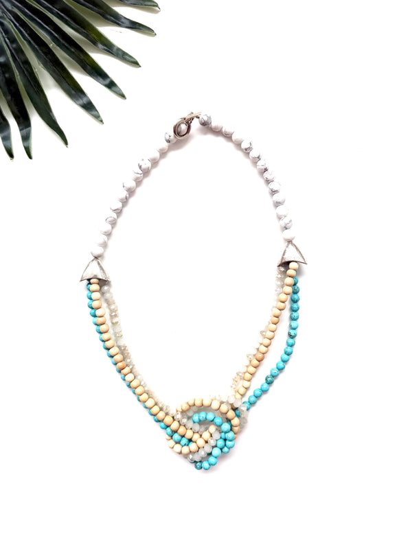 Uptown necklace - turquoise and light wood