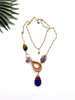 cabana necklace - purple agate and green