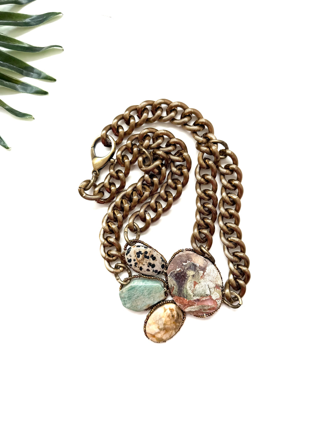 goddess choker - Dalmatian and ocean jasper