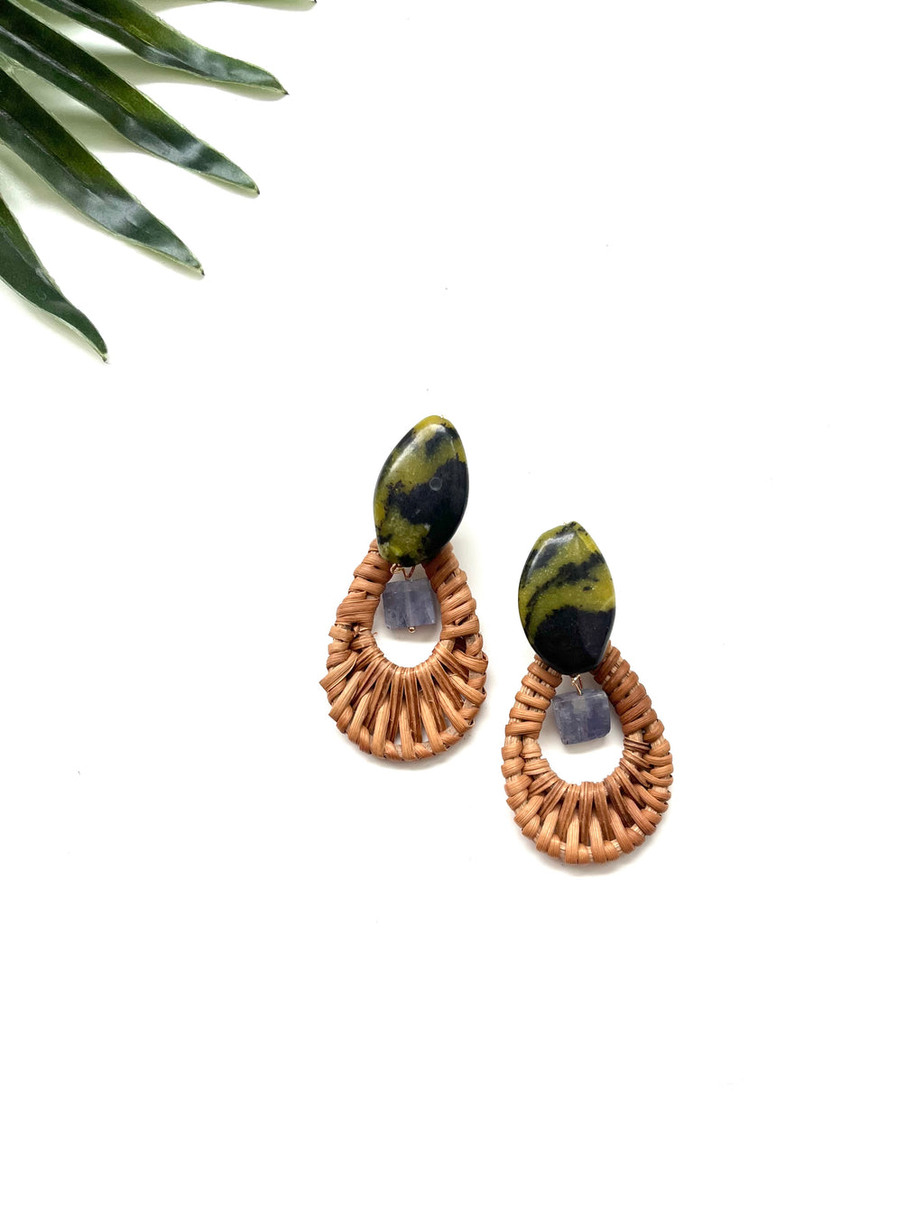 cabana earrings - yellow turquoise and tanzanite