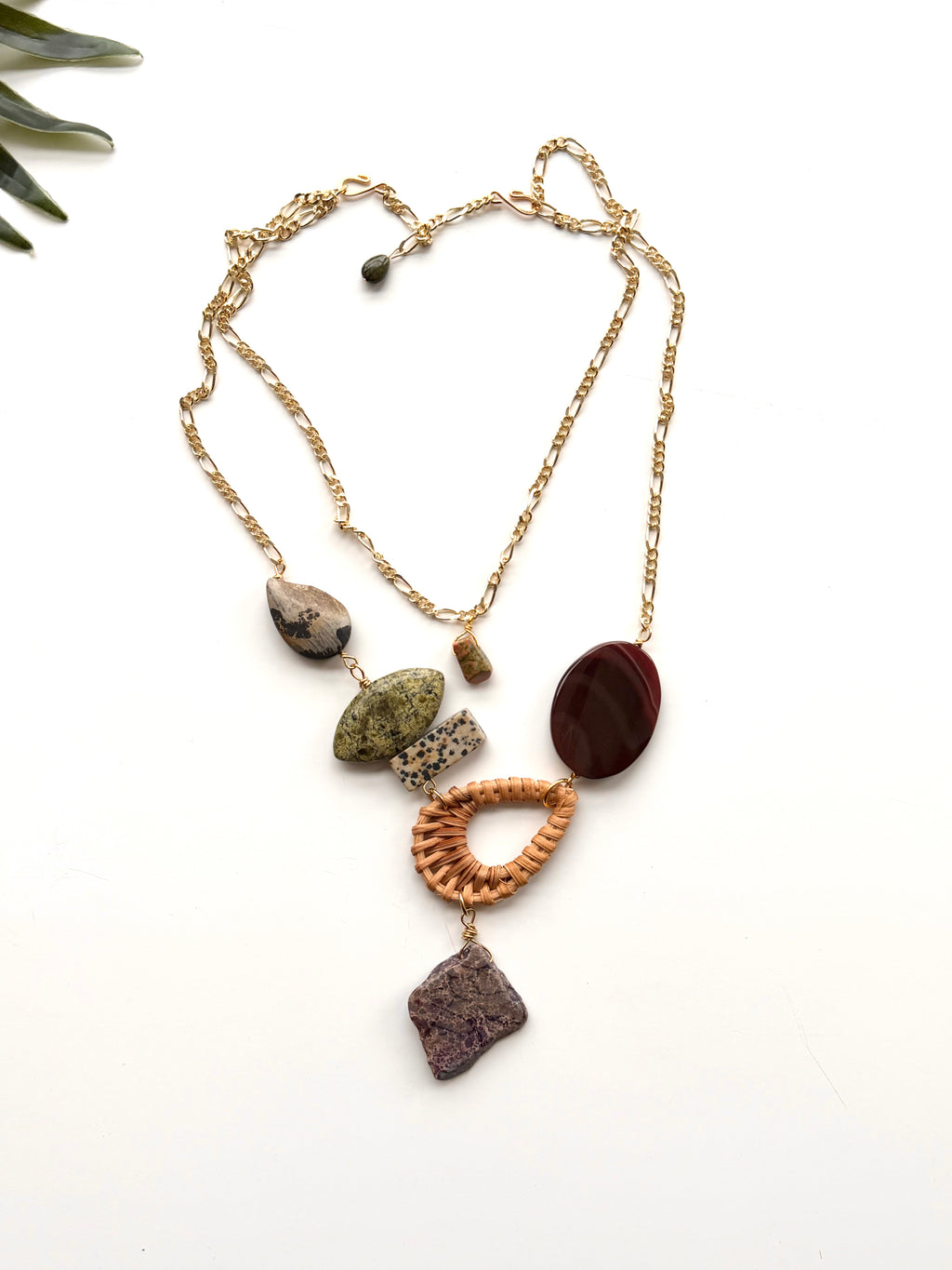 cabana necklace - serpentine and Dalmatian jasper