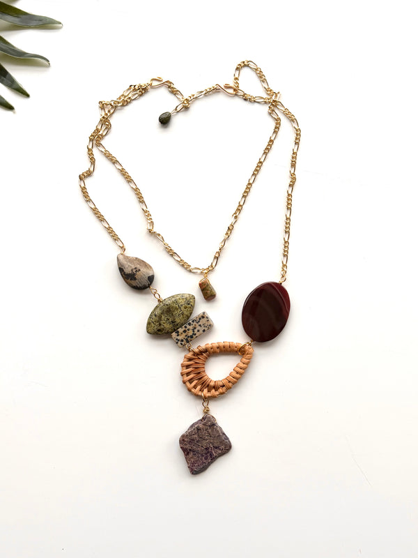 cabana necklace - serpentine and Dalmatian jasper