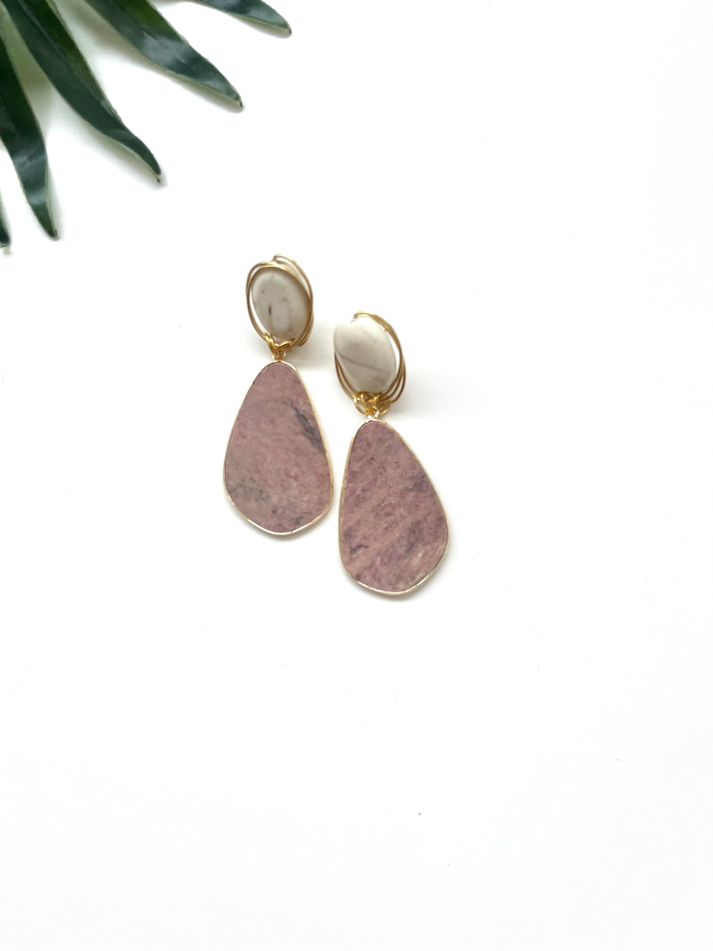 gala earrings - rhodonite and howlite