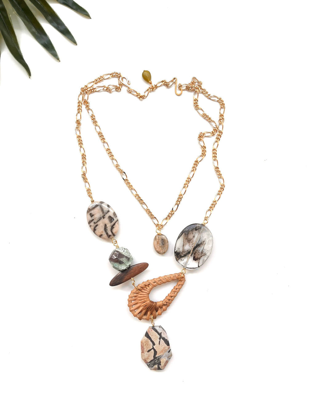 cabana necklace-  leopard jasper and feldspath