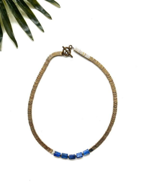 groove short necklace - lapis lazuli
