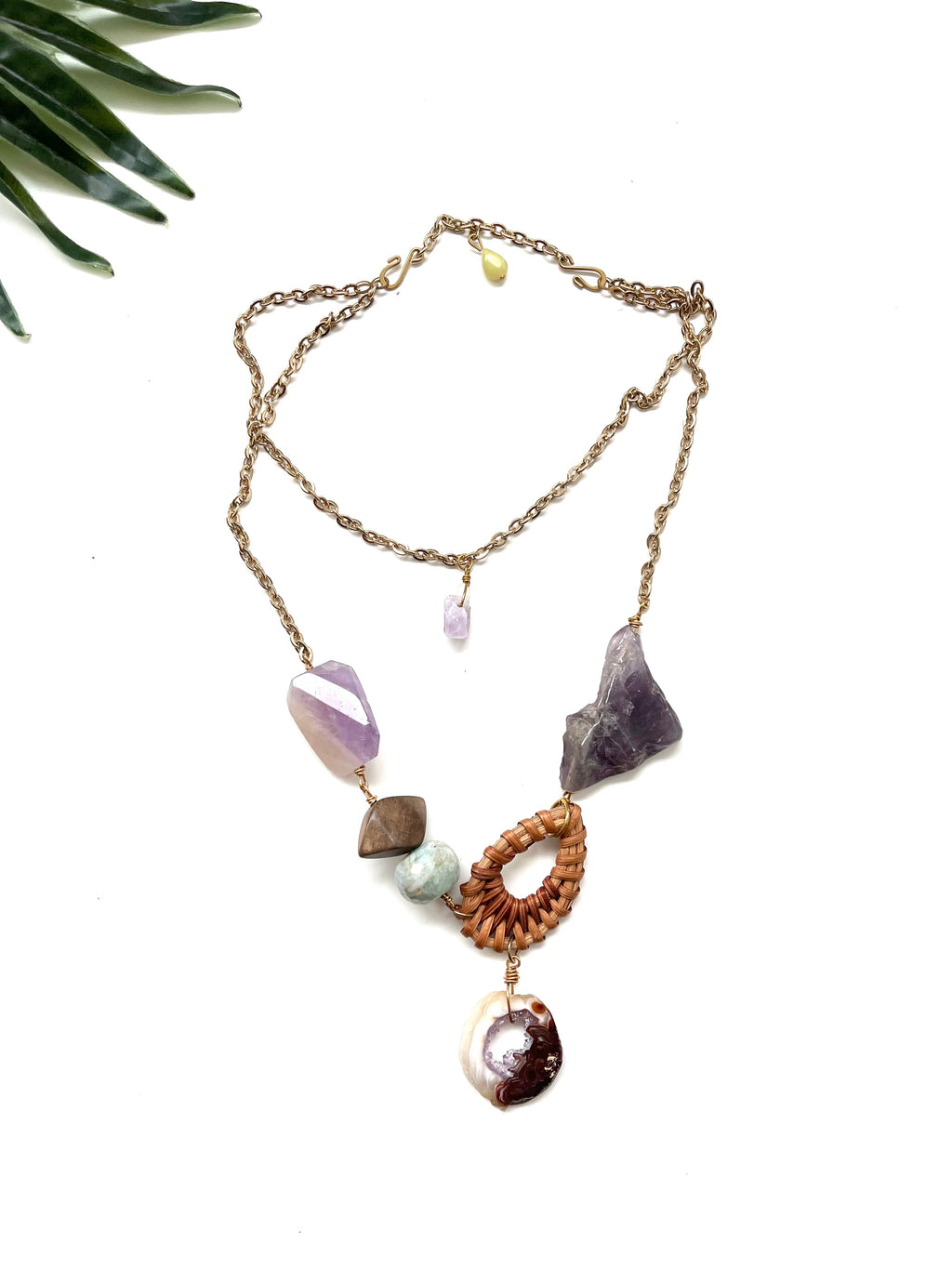 cabana necklace -  agate and amazonite