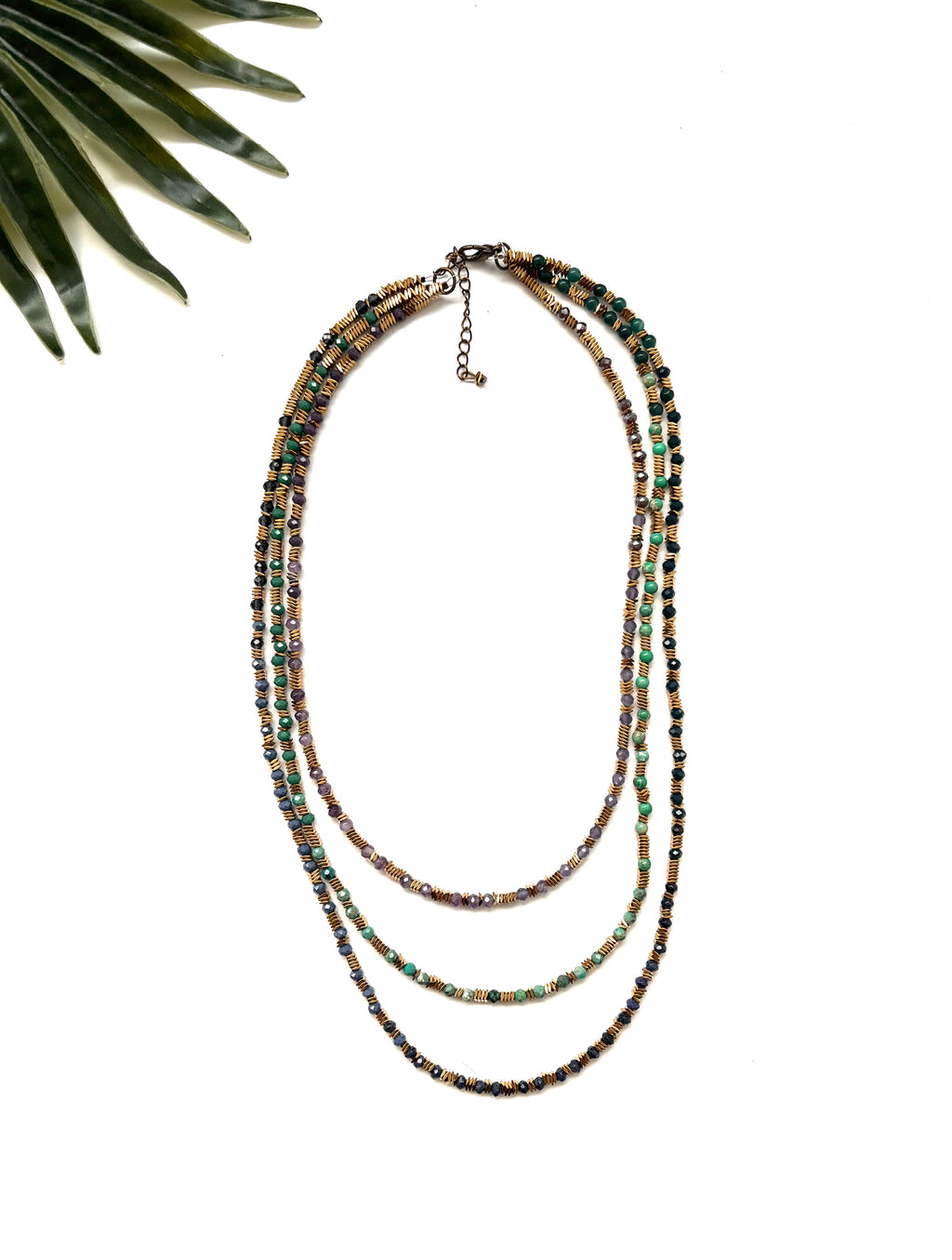 groove delicate tiered necklace - turquoise and purple mix