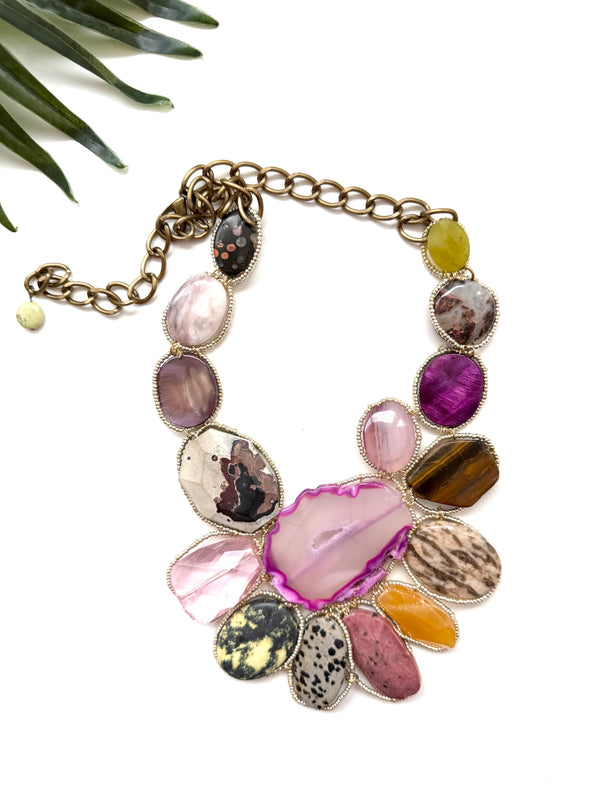 goddess necklace - purple and yellow mix