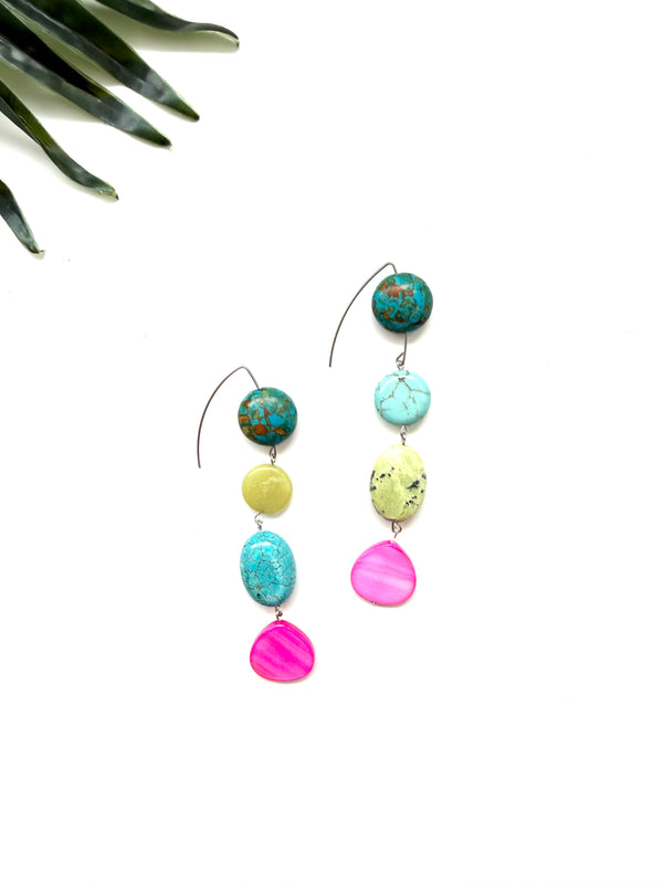 goddess earrings - neon mix