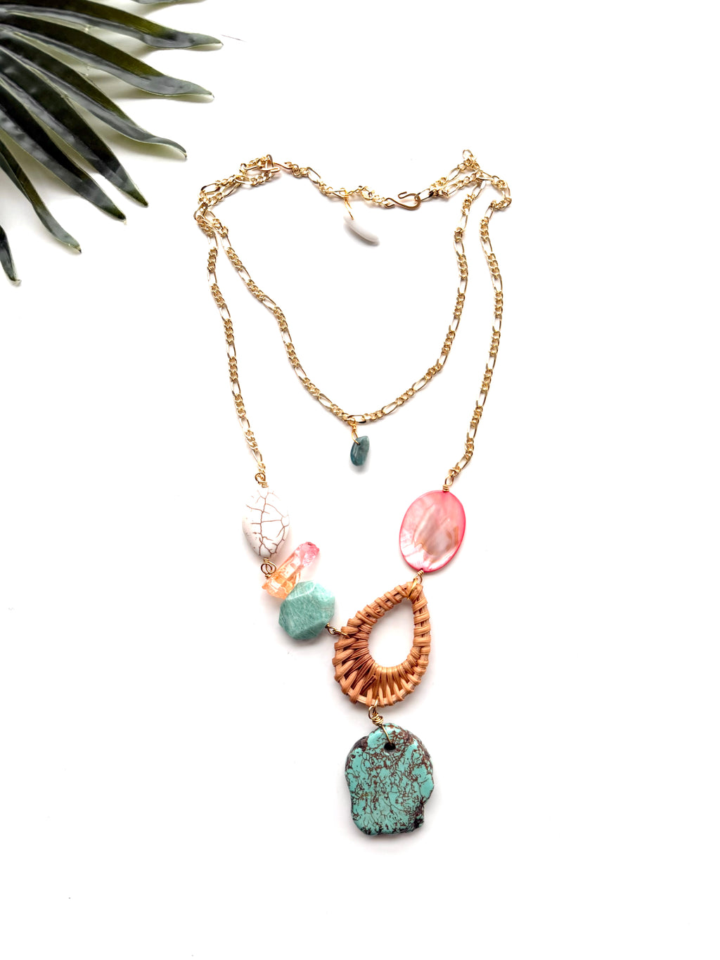 cabana necklace - pink and turquoise