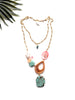 cabana necklace - pink and turquoise