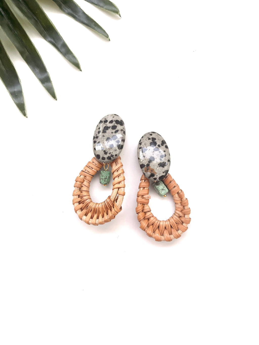 cabana earrings - dalmatian jasper