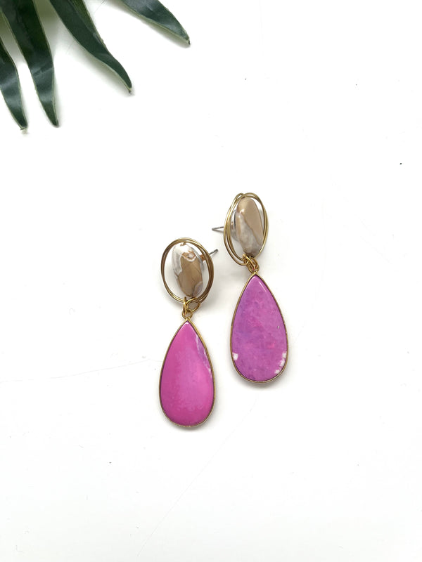 gala earrings - purple magnesite and jasper
