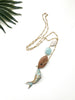 hooked necklace - amazonite and mango wood